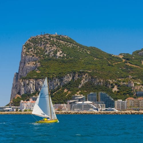 A boat sailing in Gibraltar Bay