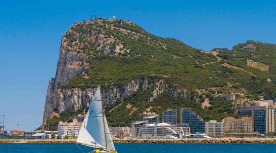 A boat sailing in Gibraltar Bay