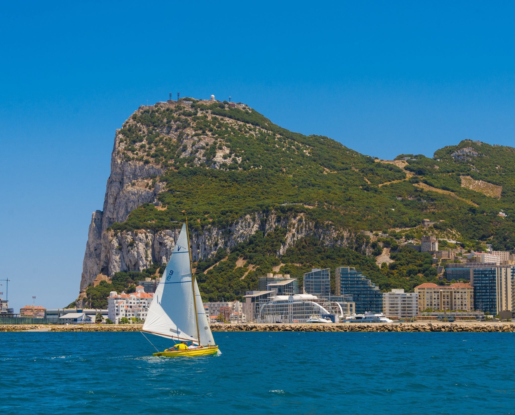 A boat sailing in Gibraltar Bay